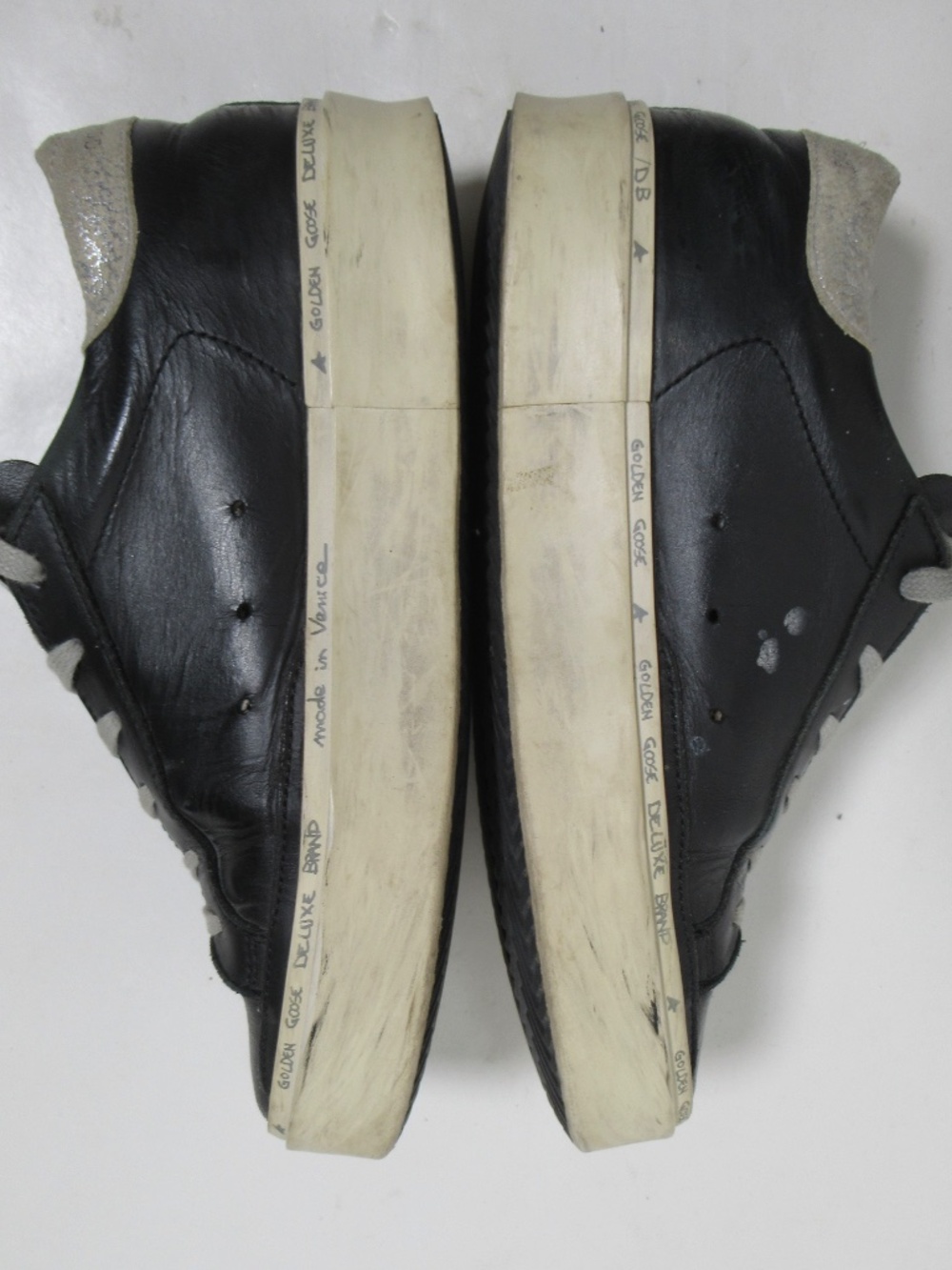 Golden Goose Women's Hi Star Black Leather Silver Star Silver Heel Tab Size 5 US - Picture 9 of 12